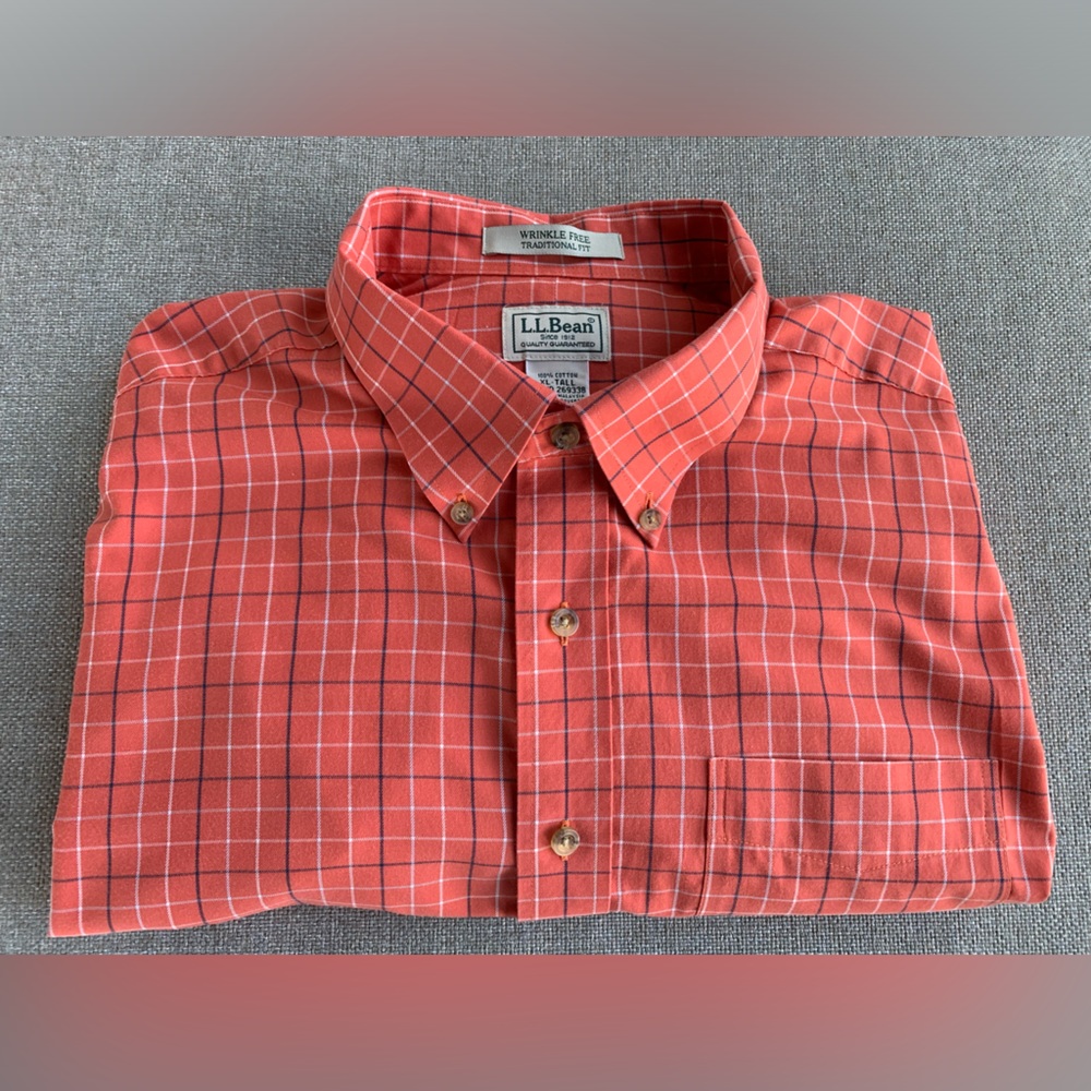 LLBEAN Men’s Plaid Long Sleeve Button Down Casual Shirt Size XLTALL
